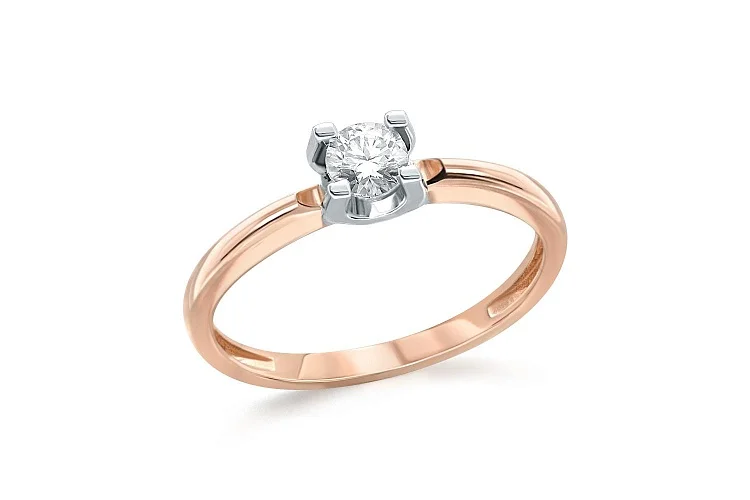 Кольцо из красного золота с муассанитом