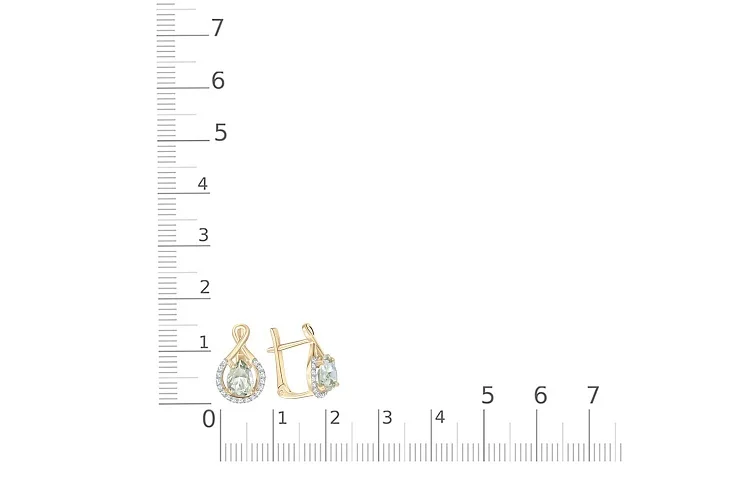 Серьги из жёлтого золота с 2 аметистами и 34 фианитами