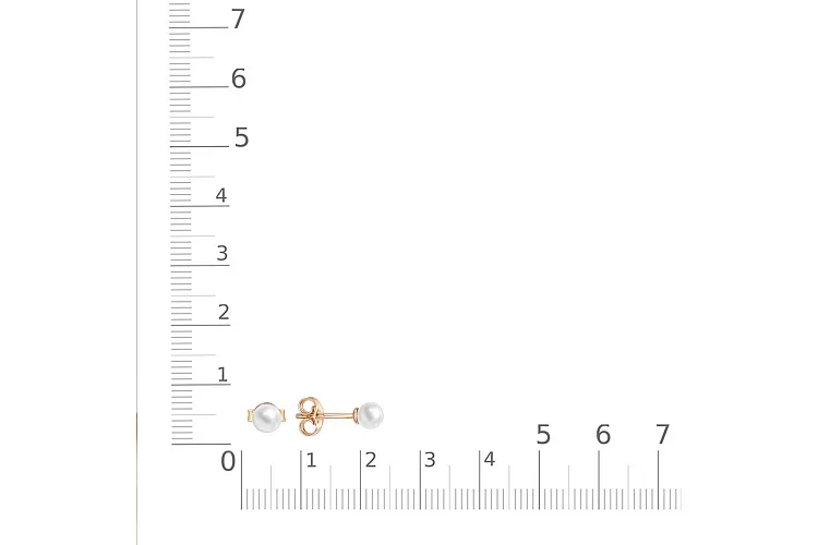 Серьги-пусеты из красного золота с 2 жемчужинами