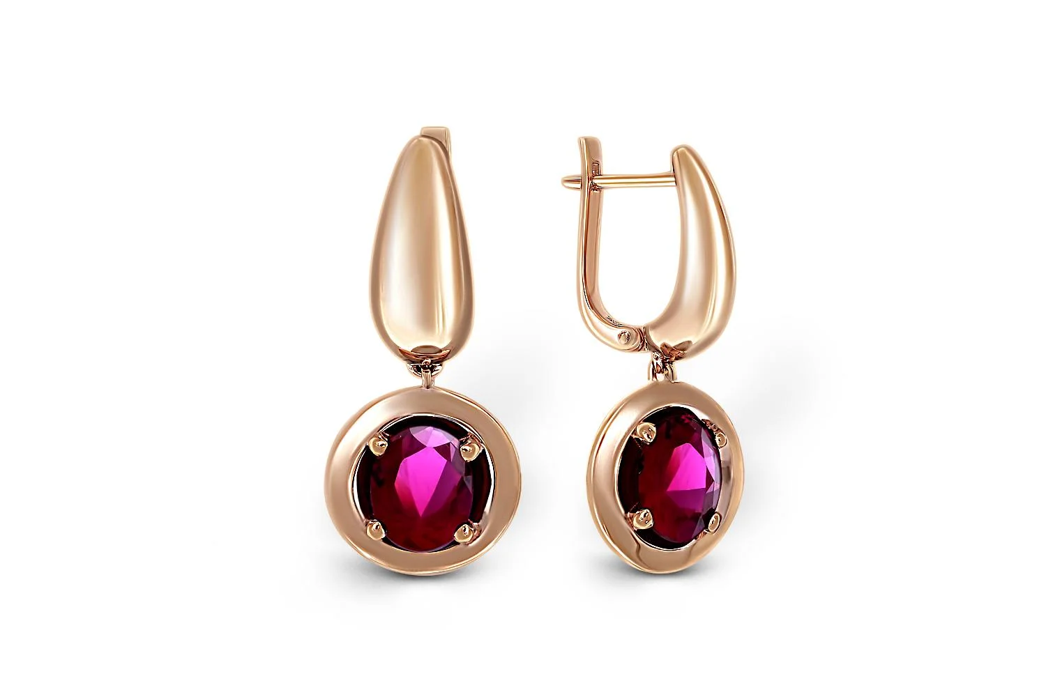 Серьги из красного золота с 2 корундами
