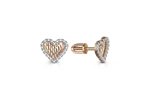 Серьги-пусеты Сердца из красного золота с 40 фианитами