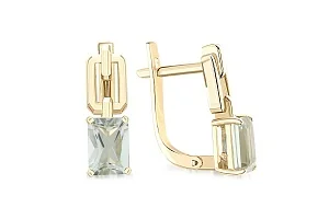 Серьги из жёлтого золота с 2 празиолитами