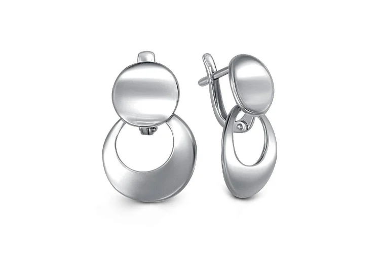 Серьги Круги из белого золота без вставок