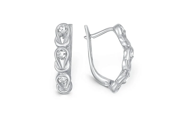Серьги из белого золота с 6 бриллиантами