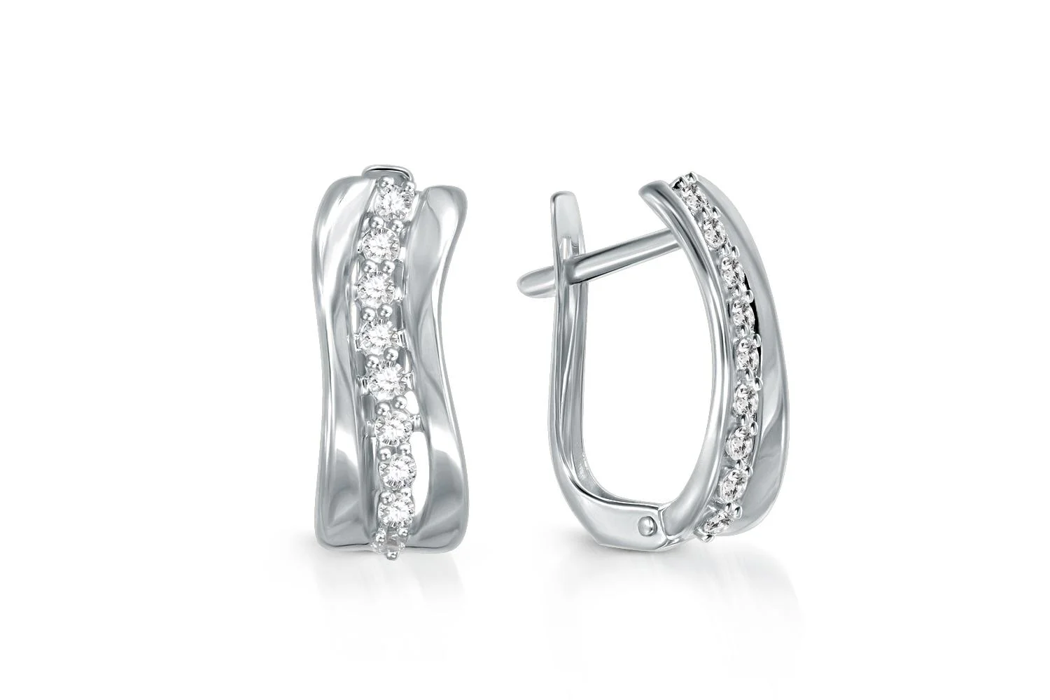 Серьги из белого золота с 18 фианитами