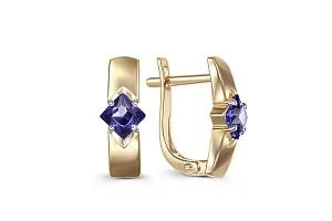 Серьги из жёлтого золота с 2 фианитами