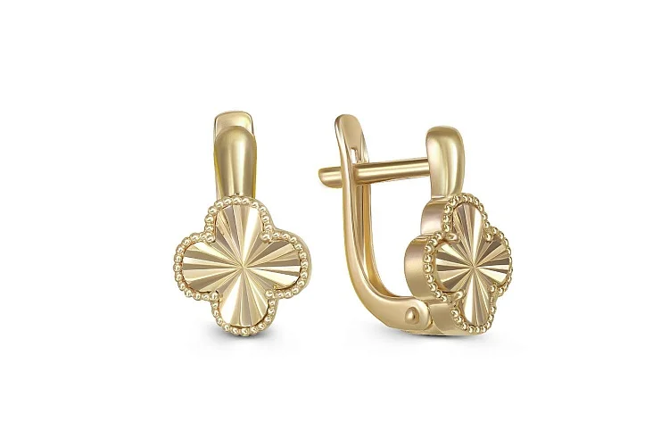 Серьги Клевер из жёлтого золота без вставок