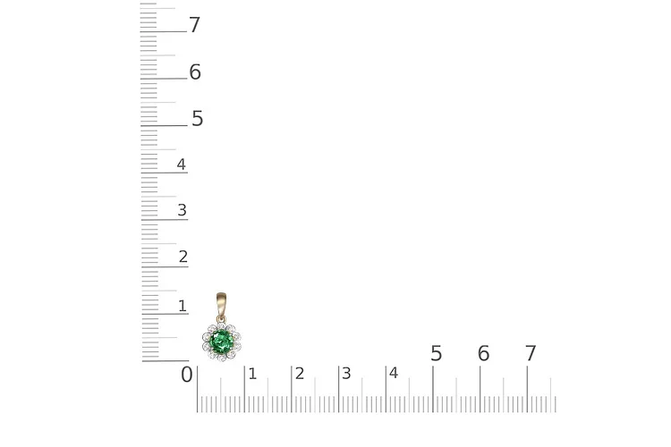 Подвеска Цветок из жёлтого золота с изумрудом и 10 бриллиантами