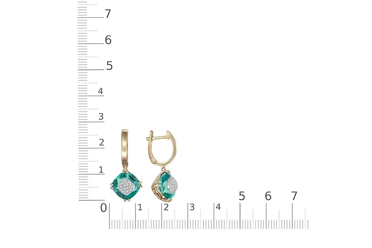 Серьги из жёлтого золота с 2 кварцами и 28 бриллиантами