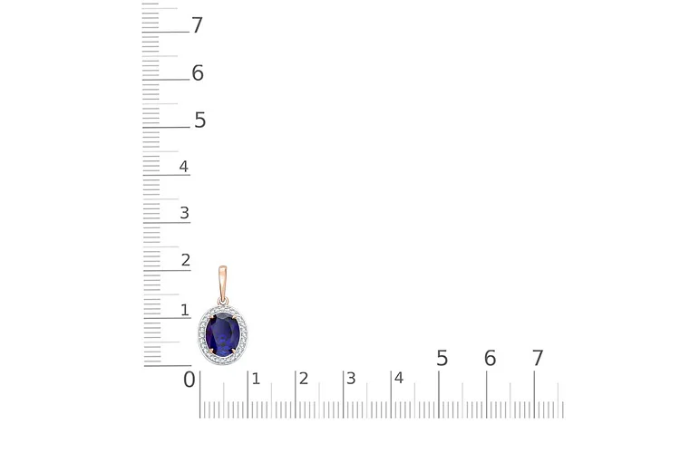 Подвеска из красного золота с корундом и 28 фианитами