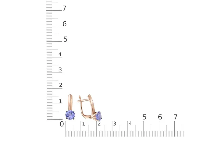 Серьги из красного золота с 2 танзанитами