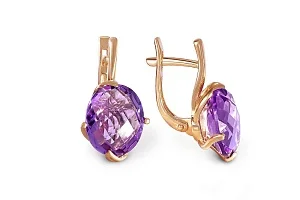 Серьги из красного золота с 2 аметистами