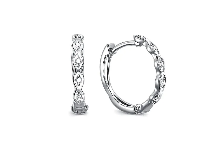 Серьги Дорожки из белого золота с 10 фианитами