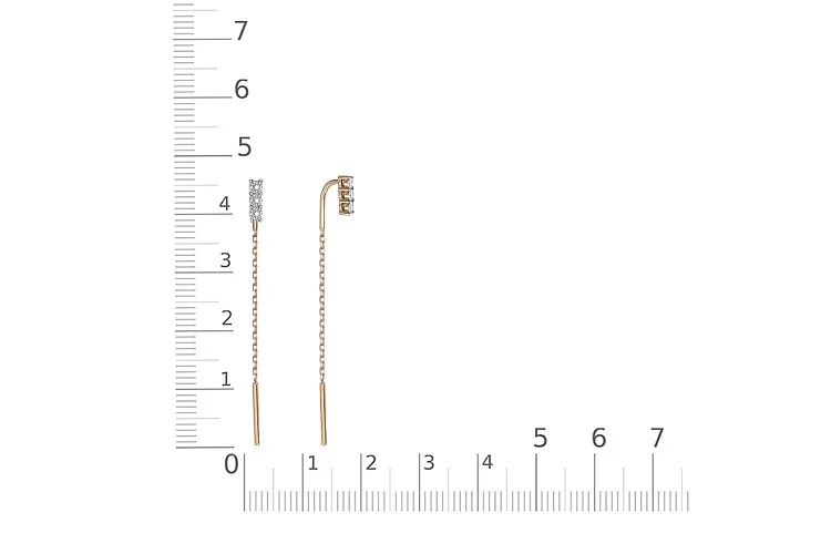 Серьги-продёвки из красного золота с 6 бриллиантами