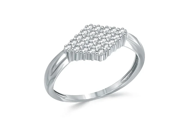 Кольцо из белого золота с 25 фианитами