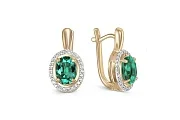 Серьги из жёлтого золота с 2 кварцами и 52 фианитами