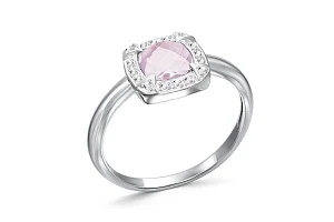 Кольцо из белого золота с кварцем и 16 фианитами