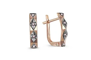 Серьги из красного золота с 8 фианитами
