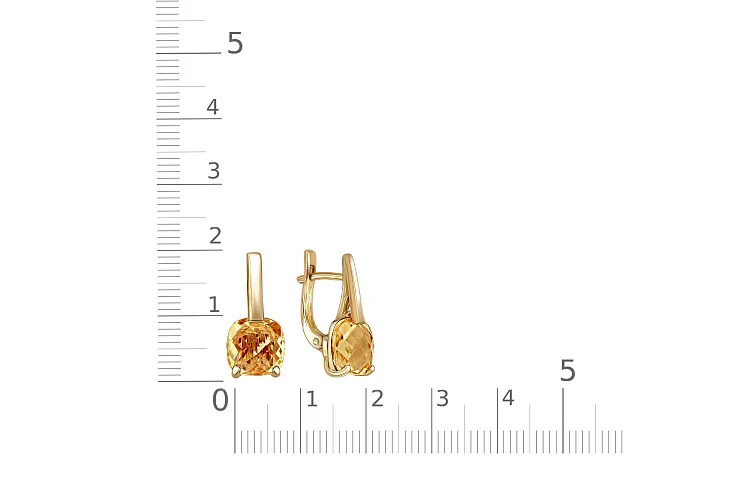 Серьги из жёлтого золота с 2 цитринами