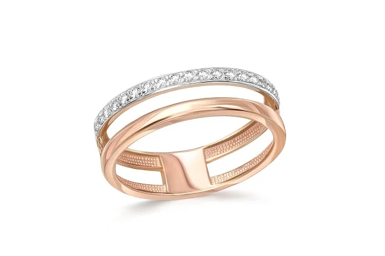 Кольцо Дорожка из красного золота с 19 фианитами