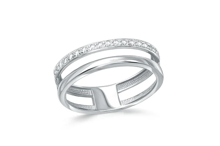 Кольцо Дорожка из белого золота с 19 фианитами