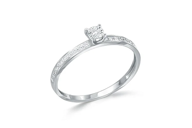 Кольцо из белого золота с 19 бриллиантами