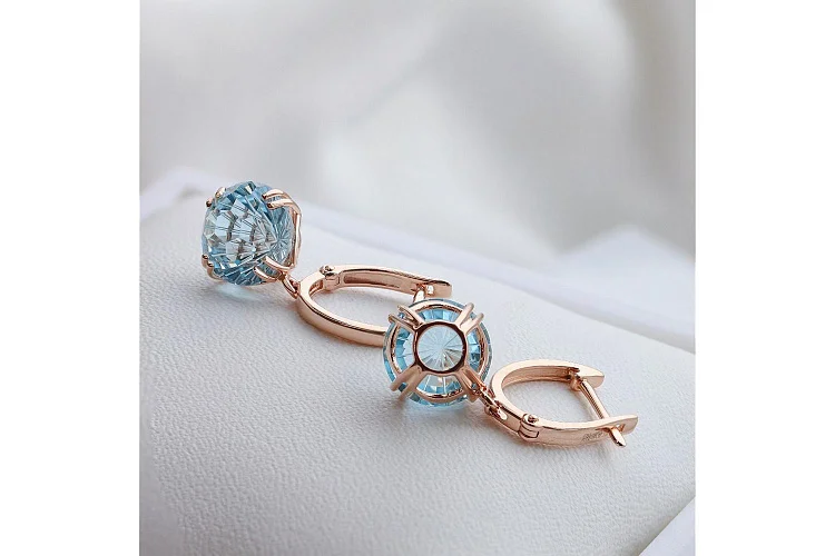 Серьги из красного золота с 2 топазами sky