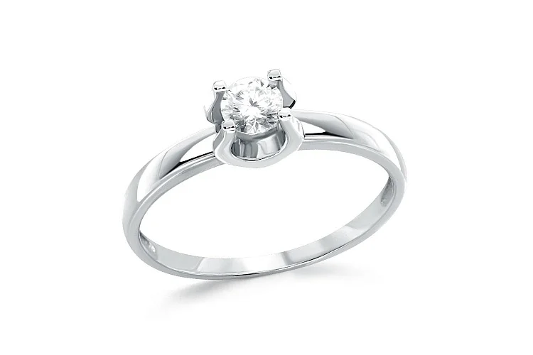 Кольцо из белого золота с фианитом