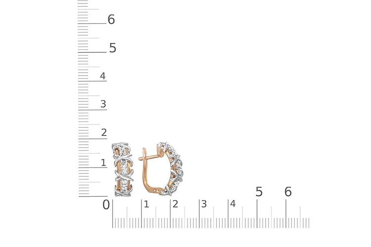 Серьги из красного золота с 12 фианитами