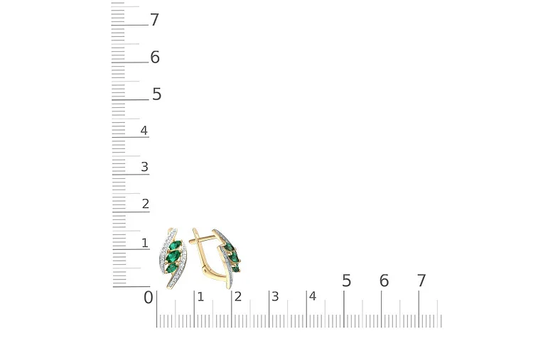 Серьги из жёлтого золота с 6 изумрудами и 32 бриллиантами