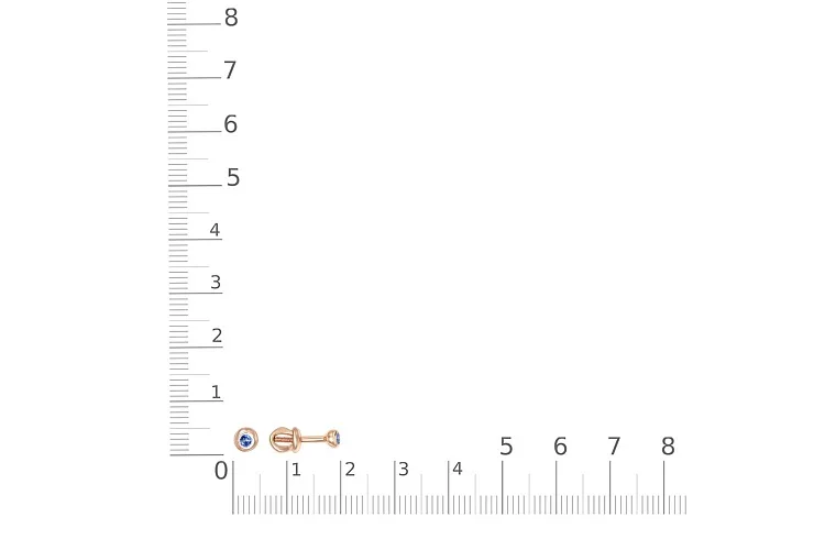 Серьги-пусеты из красного золота с 2 фианитами