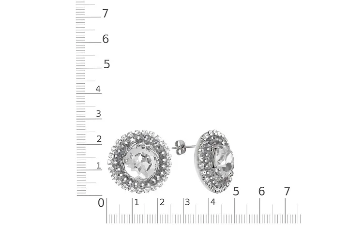 Бижутерные серьги-пусеты Кристаллы белый