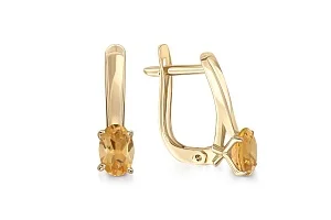 Серьги из жёлтого золота с 2 цитринами
