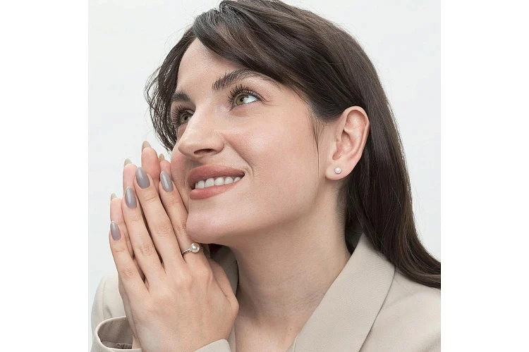 Серьги-пусеты из красного золота с 2 жемчужинами