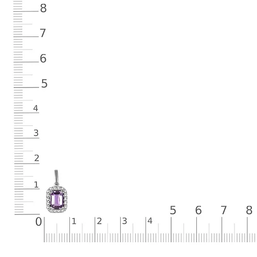 Подвеска из белого золота с аметистом и 18 фианитами