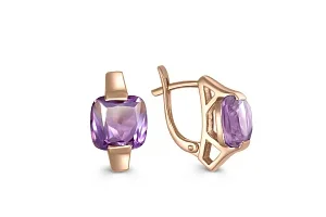 Серьги из красного золота с 2 аметистами