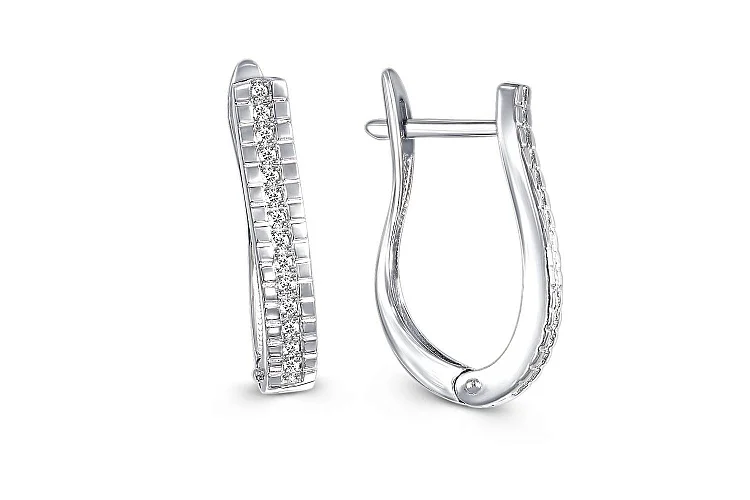 Серьги Дорожки из белого золота с 28 бриллиантами
