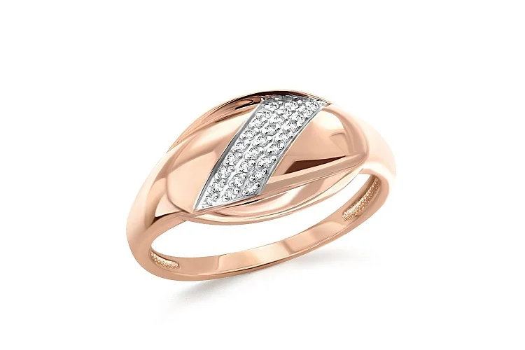 Кольцо из красного золота с 27 фианитами