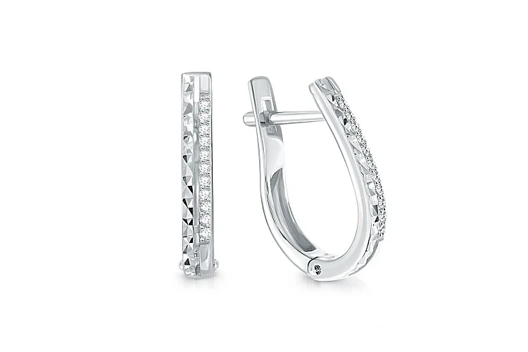 Серьги Дорожки из белого золота с 24 фианитами