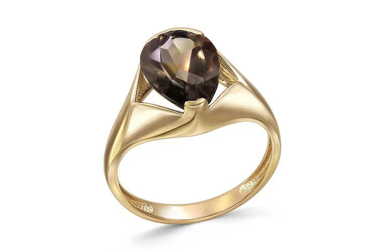 Кольцо из жёлтого золота с раухтопазом