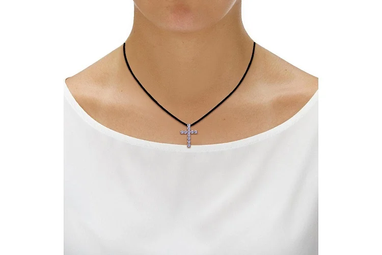 Колье Крест из красного золота с 11 танзанитами