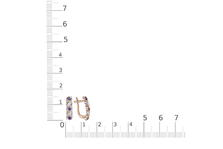 Серьги из красного золота с 6 корундами и 24 бриллиантами