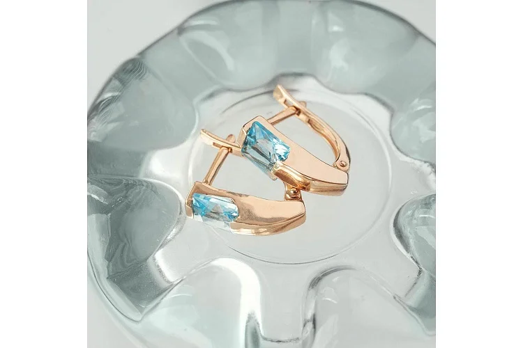 Серьги из красного золота с 2 топазами swiss