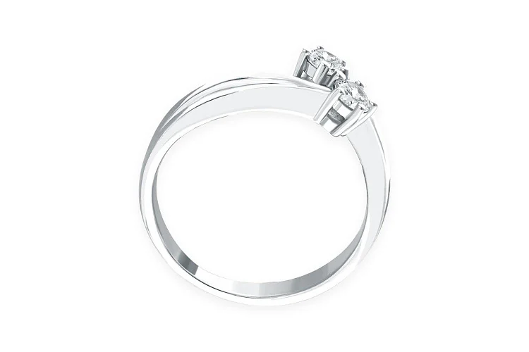 Кольцо из белого золота с 2 муассанитами