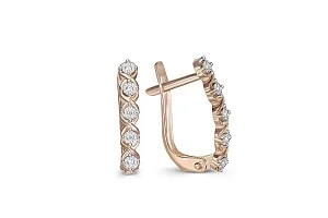 Серьги Дорожки из красного золота с 10 бриллиантами