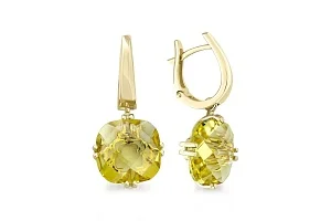 Серьги из жёлтого золота с 2 кварцами