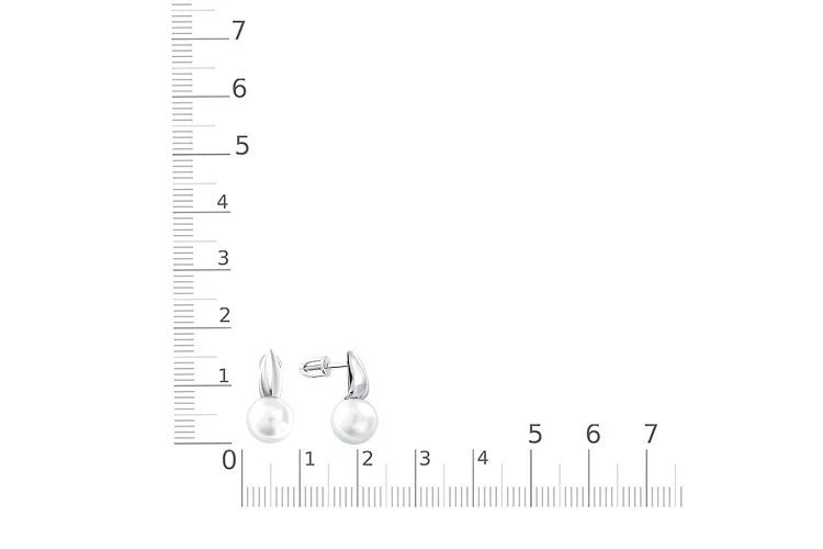 Серьги-пусеты из белого золота с 2 жемчужинами