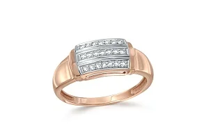 Кольцо из красного золота с 21 фианитами