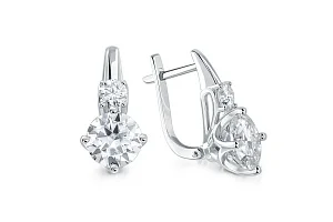 Серьги из белого золота с 4 муассанитами