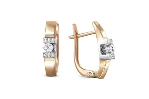 Серьги из красного золота с 14 фианитами